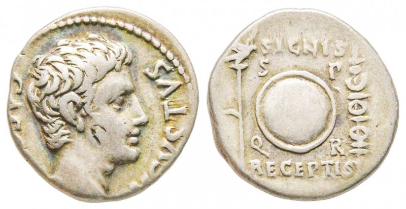 Augustus, Denarius, Colonia Patricia, 19 BC, AG 3.76 g.
Ref : RIC 86a, RSC 265
V...