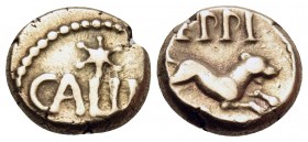 CELTIC, Britain. Atrebates & Regni. Eppillus, circa 10 BC-AD 10. 1/4 Stater (Gold, 8.5 mm, 1.18 g, 12 h), Eppillus Cavella Ring (Atrebatic G) type, Ca...