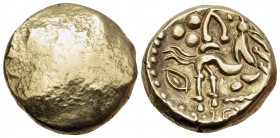 CELTIC, Northeast Gaul. Ambiani. Circa 100-50 BC. Stater (Gold, 15.5 mm, 6.41 g, 6 h), Gallo-Belgic E, issued during Caesar's Gallic Wars. Blank conve...