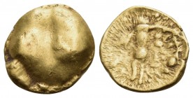 CELTIC, Central Europe. Boii. 2nd-1st centuries BC. 1/8 Stater (Gold, 9 mm, 0.99 g). Plain bulge, which is devolved from a head of Athena to right, we...