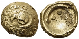 CELTIC, Central Europe. Vindelici. Early 1st century BC. Stater (Gold, 18 mm, 7.48 g, 7 h), "Regenbogenschüsselchen" type. Head of an eagle to left wi...