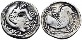 CELTIC, Lower Danube. Uncertain tribe. Late 2nd-early 1st century BC. Tetradrachm (Silver, 25 mm, 11.19 g, 11 h), 'Herakles kopf' type. Head of Herakl...