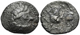 EASTERN CELTS. 2nd-1st centuries BC. Tetradrachm (Billon, 22 mm, 7.11 g, 12 h), imitation of Philip II of Macedon, ’Kapostaler’ Type. Laureate head of...