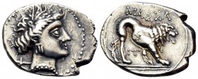 GAUL. Massalia. Circa 200-150 BC. Drachm (Silver, 17 mm, 2.73 g, 5 h). Bust of Artemis to right, wearing earring, pearl necklace, and with her bow and...