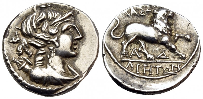 GAUL. Massalia. Circa 130-121 BC. Drachm (Silver, 16 mm, 2.88 g, 7 h). Bust of A...