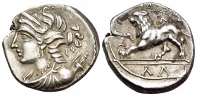 GAUL. Massalia. C. 130-121 BC. Drachm (Silver, 15.5 mm, 2.73 g, 4 h). Diademed and draped bust of Artemis to left, wearing pendant earring and pearl n...