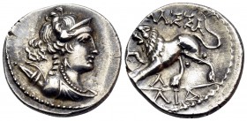 GAUL. Massalia. Circa 130-121 BC. Drachm (Silver, 16 mm, 2.64 g, 5 h). Diademed and draped bust of Artemis to right, wearing pendant earring and pearl...