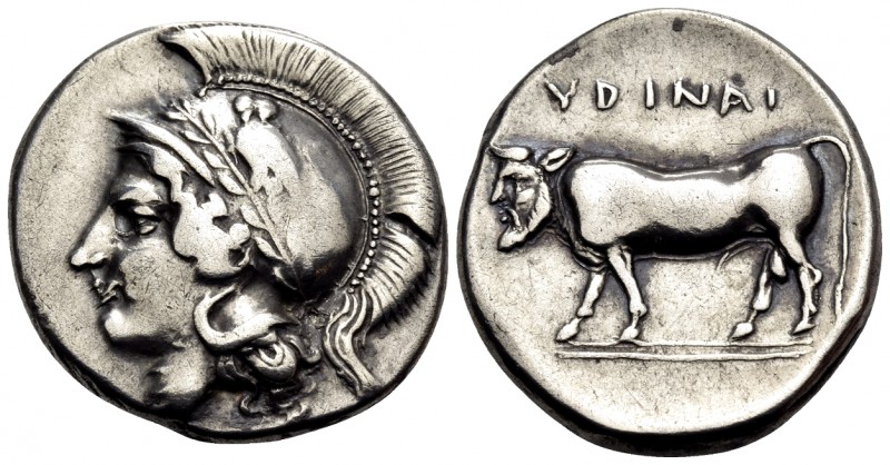 CAMPANIA. Hyria. Circa 400-395 BC. Nomos or Didrachm (Silver, 21 mm, 7.27 g, 7 h...