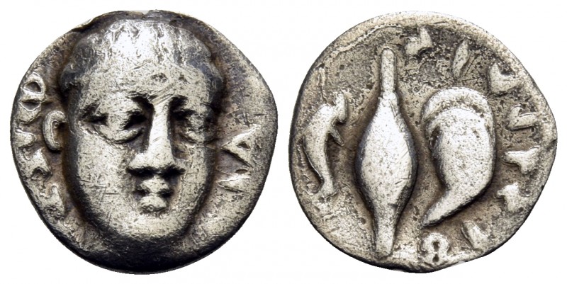 CAMPANIA. Phistelia. Circa 325-275 BC. Obol (Silver, 10 mm, 0.62 g, 4 h). Male h...