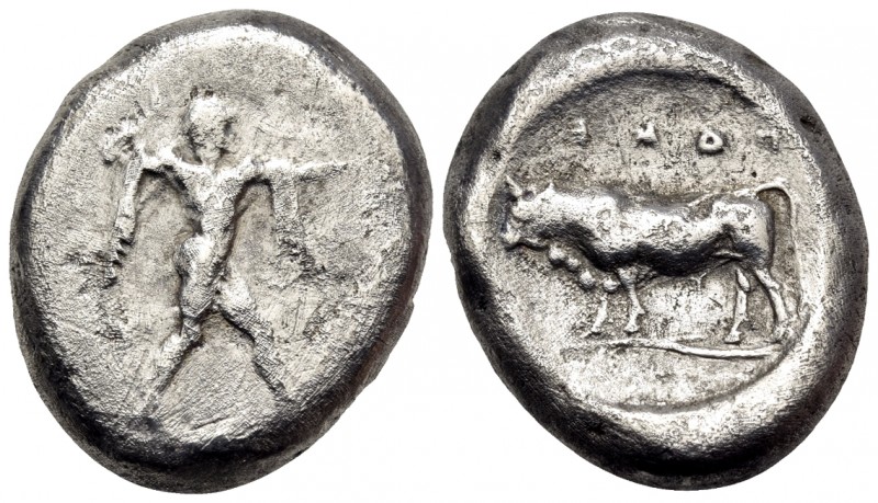 LUCANIA. Poseidonia. Circa 470-445 BC. Didrachm or nomos (Silver, 20 mm, 7.67 g,...