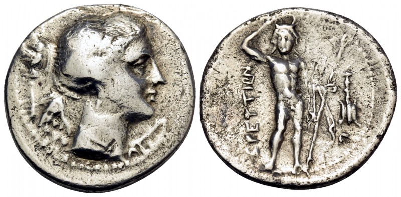 BRUTTIUM. The Brettii. Circa 214-211 BC. Drachm (Silver, 20 mm, 4.04 g, 3 h). Bu...
