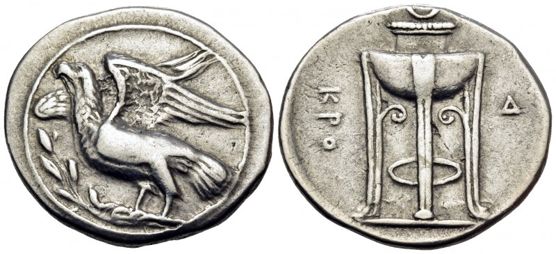 BRUTTIUM. Kroton. Circa 350-300 BC. Nomos (Silver, 25 mm, 7.68 g, 5 h). Eagle, w...
