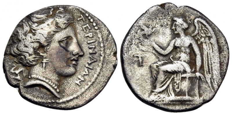 BRUTTIUM. Terina. Circa 300 BC. Drachm (Silver, 16 mm, 2.28 g, 4 h). ΤΕΡΙΝΑΙΟΝ H...