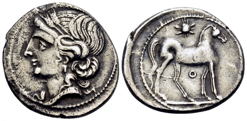 BRUTTIUM. Carthaginian occupation. Circa 215-205 BC. Half-Shekel (Silver, 18.5 m...