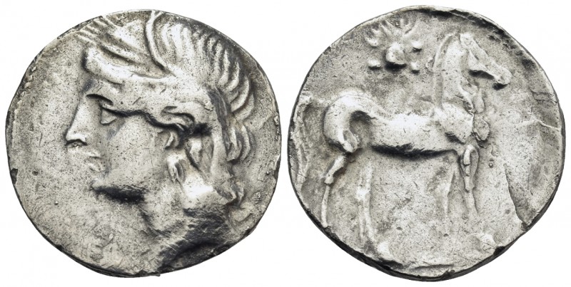 BRUTTIUM. Carthaginian occupation. Circa 215-205 BC. Half-Shekel (Silver, 19 mm,...