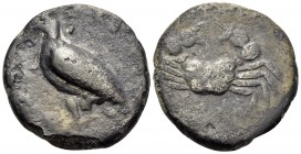SICILY. Akragas. Circa 480/478-470 BC. Didrachm (Silver, 20.5 mm, 8.07 g, 1 h). AK-PA Eagle standing to left, wings closed. Rev. Crab within shallow i...