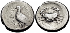 SICILY. Akragas. Circa 465/4-446 BC. Tetradrachm (Silver, 26 mm, 17.27 g, 6 h), period II. ΑΚΡΑC - ΑΝΤΟΣ ( partially retrograde ) Eagle standing left ...