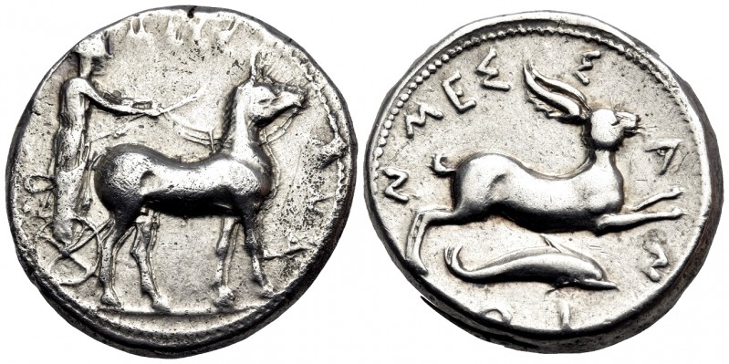 SICILY. Messana. Circa 420-413 BC. Tetradrachm (Silver, 25 mm, 17.20 g, 1 h). ΜΕ...