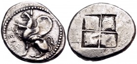 THRACE. Abdera. Circa 492-473/0 BC. Tetradrachm (Silver, 26.5 mm, 14.94 g), struck under the magistrate Tele.... TEΛE Griffin seated left, with open w...