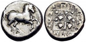 THRACE. Maroneia. Circa 386/5-348/7 BC. Stater (Silver, 21.5 mm, 10.38 g, 10 h), struck under the magistrate Eyxithemios. Horse prancing to right. Rev...