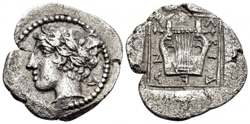 MACEDON, Chalkidian League. Circa 432-348 BC. Tetrobol (Silver, 17.5 mm, 2.45 g,...