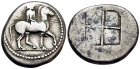 KINGS OF MACEDON. Alexander I, 498-454 BC. Tetradrachm (Silver, 25 mm, 12.47 g, 2 h), Aigai, circa 492-480/79. Horseman, wearing chlamys and petasos, ...