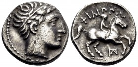 KINGS OF MACEDON. Philip II, 359-336 BC. 1/5 Tetradrachm (Silver, 14 mm, 2.49 g, 1 h), struck posthumously under Philip III Arrhidaios, Amphipolis, ci...