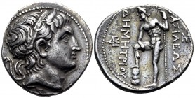 KINGS OF MACEDON. Demetrios I Poliorketes, 306-283 BC. Tetradrachm (Silver, 29 mm, 17.00 g, 3 h), Amphipolis, c. 289-288. Diademed head of Demetrios t...