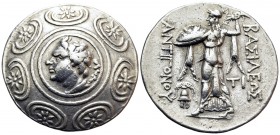 KINGS OF MACEDON. Antigonos II Gonatas, 277/6-239 BC. Tetradrachm (Silver, 31 mm, 17.05 g, 10 h), Amphipolis, c. 274/1-260/55. Horned head of Pan to l...