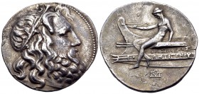 KINGS OF MACEDON. Antigonos III Doson, 229-221 BC. Tetradrachm (Silver, 31 mm, 16.83 g, 11 h), Amphipolis, c. 227-225. Head of Poseidon to right, wear...