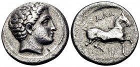 THESSALY. Phalanna. Circa 360-340 BC. Drachm (Silver, 19 mm, 5.19 g, 12 h). Youthful male head to right with short, curly hair, perhaps Peloros(?). Re...