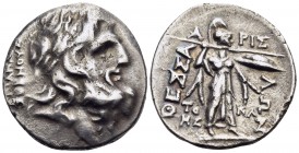 THESSALY, Thessalian League. Late 2nd-mid 1st century BC. Drachm (Silver, 22 mm, 5.98 g, 1 h), struck under the magistrates Androsthenes and Aristokle...