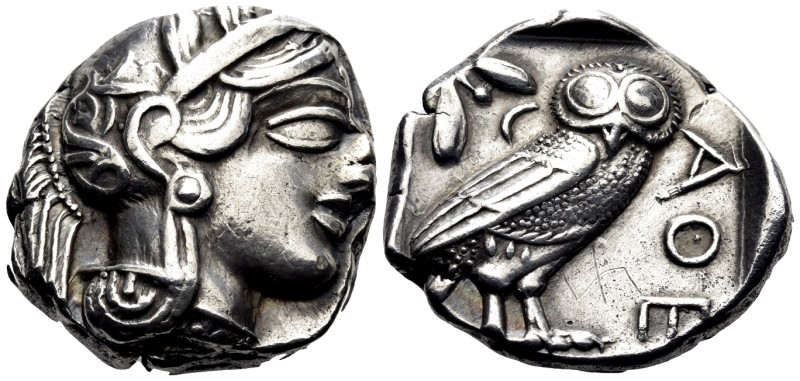 ATTICA. Athens. Circa 449-404 BC. Tetradrachm (Silver, 24 mm, 17.14 g, 8 h). Hea...