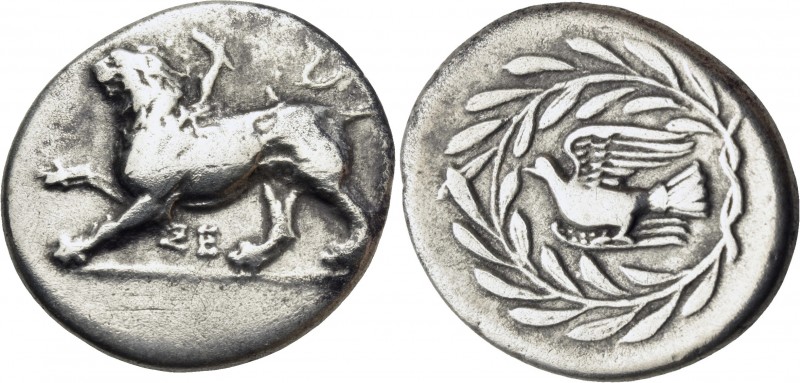 SIKYONIA. Sikyon. Circa 431-400 BC. Drachm (Silver, 20 mm, 5.55 g, 12 h). Chimae...