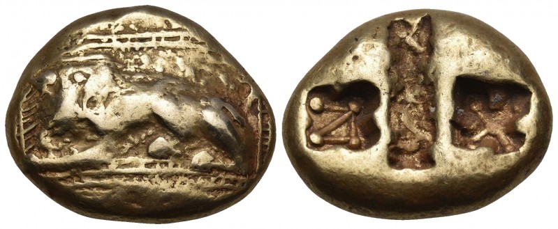 IONIA. Miletos. Circa 560-545 BC. Stater (Electrum, 21.5 mm, 14.04 g, 3 h). Lion...