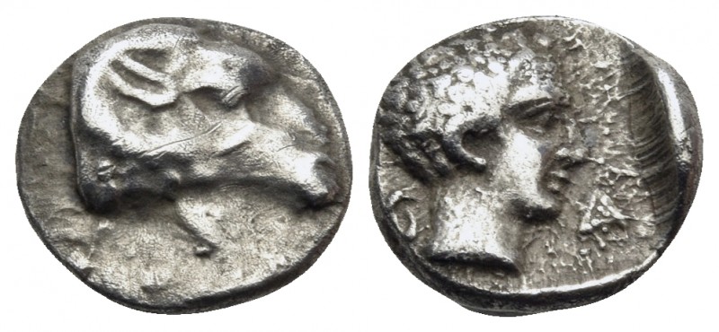 CARIA. Halikarnassos. Circa 395-377 BC. Hemiobol (Silver, 7.5 mm, 0.52 g, 12 h)....