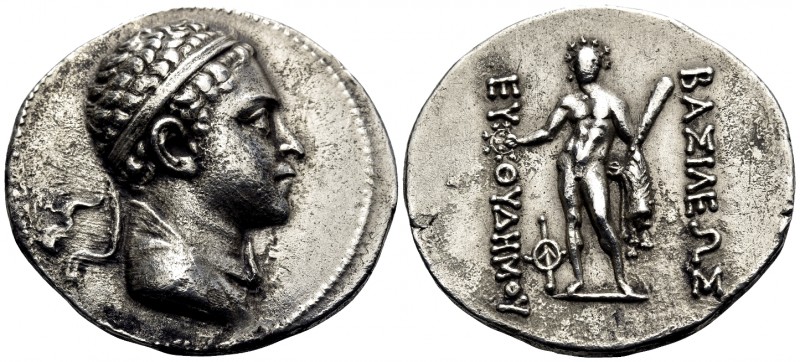 BAKTRIA, Greco-Baktrian Kingdom. Euthydemos II, circa 185-180 BC. Tetradrachm (S...