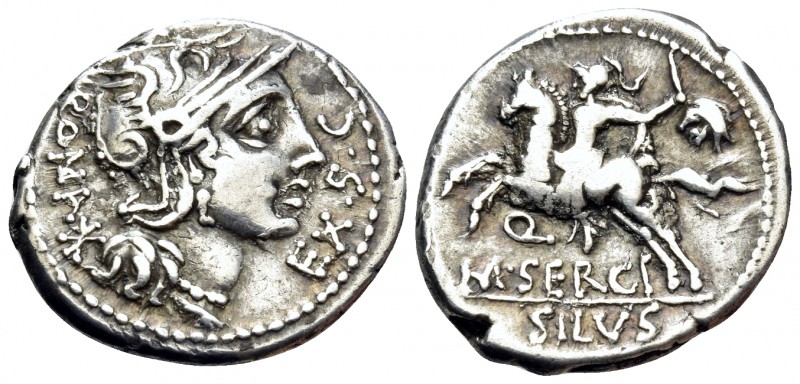 M. Sergius Silus, 116-115 BC. Denarius (Silver, 19 mm, 3.71 g, 8 h), Rome. EX · ...