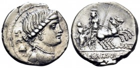 L. Farsuleius Mensor, 76 BC. Denarius (Silver, 17 mm, 3.91 g, 6 h), Rome. S · C - MENSOR Diademed and draped bust of Libertas to right, wearing pearl ...