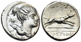 C. Postumius, 73 BC. Denarius (Silver, 17.5 mm, 4.04 g, 7 h), Rome. Draped bust of Diana to right, with bow and quiver over her shoulder. Rev. C · POS...