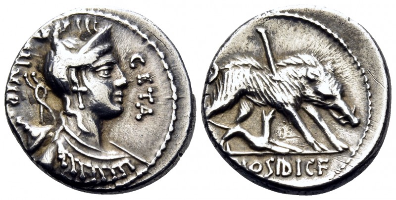 C. Hosidius C.f. Geta, 64 BC. Denarius (Silver, 17 mm, 3.86 g, 7 h), Rome. GETA ...