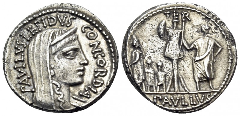 L. Aemilius Lepidus Paullus, 62 BC. Denarius (Silver, 19.5 mm, 3.75 g, 6 h). PAV...