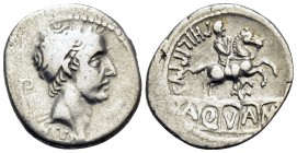 L. Marcius Philippus, 57 BC. Denarius (Silver, 19 mm, 3.73 g, 5 h), Rome. ANCVS Diademed head of Ancus Marcius to right; behind, lituus. Rev. PHILIPPV...