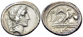 C. Cassius Longinus, 55 BC. Denarius (Silver, 20 mm, 3.55 g, 12 h), Rome. Head of Genius Populi Romani to right; behind, scepter. Rev. Q · CASSIVS Eag...