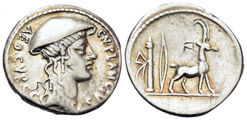 Cn. Plancius, 55 BC. Denarius (Silver, 18 mm, 3.85 g, 4 h), Rome. CN• PLANCIVS A...