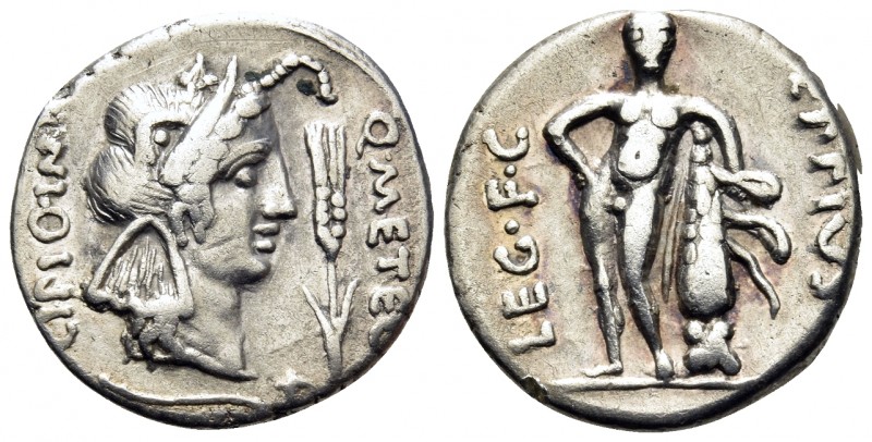 Q. Caecilius Metellus Pius Scipio and Eppius, 47-spring 46 BC. Plated Denarius (...