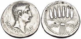 Augustus, 27 BC-AD 14. Cistophoric Tetradrachm (Silver, 25 mm, 11.68 g, 12 h), ephesus, 25-20 BC. IMP CAESAR Bare head of Augustus to right. Rev. AVGV...