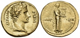 Augustus, 27 BC-AD 14. Aureus (Gold), Lugdunum, 11-10 BC. AVGVSTVS DIVI F Laureate head of Augustus to right. Rev. IMP - XII Apollo Citharoedus standi...
