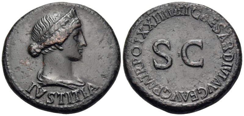 Tiberius, 14-37. Dupondius (Orichalcum, 29 mm, 14.16 g, 12 h), Rome, 22-23. IVST...