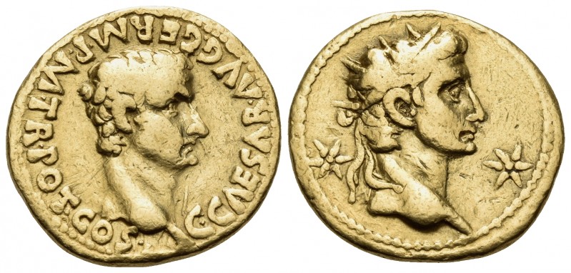 Gaius (Caligula), with Divus Augustus, 37-41. Aureus (Gold, 19 mm, 7.56 g, 12 h)...